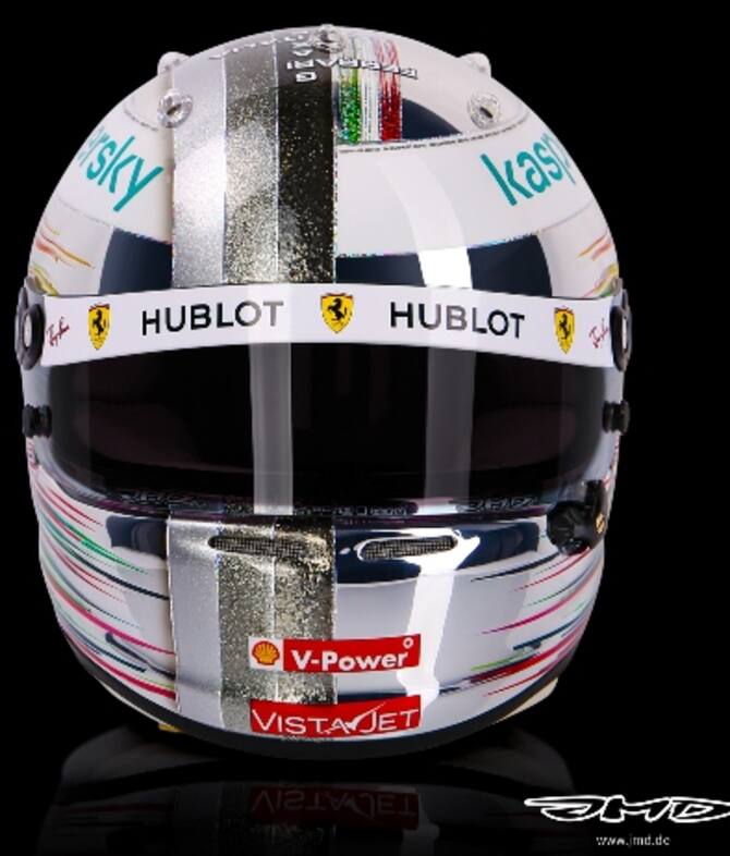 Formula 1, Vettel e il casco per l'ultima in Ferrari: Cavallino 'luminoso'  e 'Grazie ragazzi'. FOTO