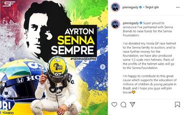 Gasly, all'asta il casco tributo per Senna