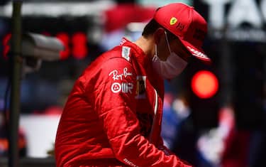 MONTE-CARLO, MONACO - MAY 23: Charles Leclerc of Monaco and Ferrari looks dejected on the grid after discovering he could not start the race during the F1 Grand Prix of Monaco at Circuit de Monaco on May 23, 2021 in Monte-Carlo, Monaco. (Photo by Mario Renzi - Formula 1/Formula 1 via Getty Images)