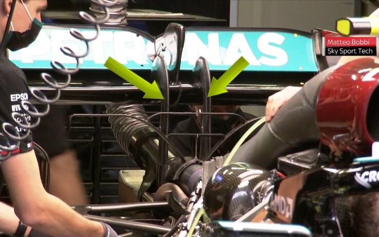 Configurazione doppio pilone della Mercedes di Bottas nelle FP1 in Austria Configurazione doppio pilone della Mercedes di Bottas nelle FP1 in Austria