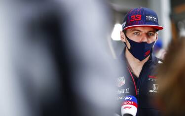SOCHI AUTODROM, RUSSIAN FEDERATION - SEPTEMBER 25: Max Verstappen, Red Bull Racing, is interviewed during the Russian GP  at Sochi Autodrom on Saturday September 25, 2021 in Sochi, Russian Federation. (Photo by Andy Hone / LAT Images)