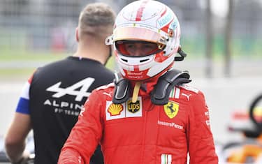 ISTANBUL PARK, TURKEY - OCTOBER 09: Charles Leclerc, Ferrari, in Parc Ferme after Qualifying during the Turkish GP at Istanbul Park on Saturday October 09, 2021, Turkey. (Photo by Jerry Andre / LAT Images)