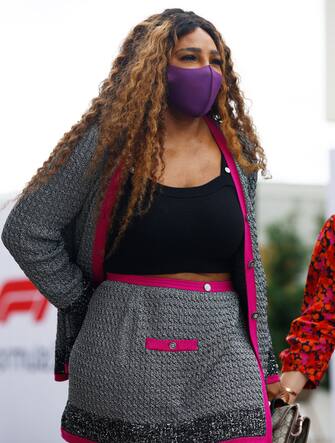 AUSTIN, TEXAS - OCTOBER 24: Serena Williams walks in the Paddock before the F1 Grand Prix of USA at Circuit of The Americas on October 24, 2021 in Austin, Texas. (Photo by Jared C. Tilton/Getty Images)