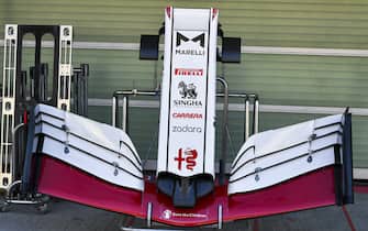YAS MARINA CIRCUIT, UNITED ARAB EMIRATES - DECEMBER 14: Front wing of Alfa Romeo Racing C41 during the Abu Dhabi November testing at Yas Marina Circuit on Tuesday December 14, 2021 in Abu Dhabi, United Arab Emirates. (Photo by Mark Sutton / Sutton Images)