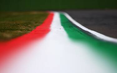 IMOLA, ITALY - APRIL 15: A detailed view of the track curb detail markings during previews ahead of the F1 Grand Prix of Emilia Romagna at Autodromo Enzo e Dino Ferrari on April 15, 2021 in Imola, Italy. (Photo by Clive Mason - Formula 1/Formula 1 via Getty Images)