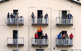 AUTODROMO INTERNAZIONALE ENZO E DINO FERRARI, ITALY - APRIL 18: Fans watch from balconies during the Emilia Romagna GP at Autodromo Internazionale Enzo e Dino Ferrari on Sunday April 18, 2021 in imola, Italy. (Photo by Mark Sutton / Sutton Images)