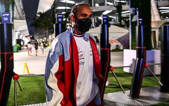 Mercedes' British driver Lewis Hamilton leaves after the third practice and qualifying at the Miami International Autodrome for the Miami Formula One Grand Prix, in Miami Gardens, Florida, on May 7, 2022. (Photo by CHANDAN KHANNA / AFP) (Photo by CHANDAN KHANNA/AFP via Getty Images)