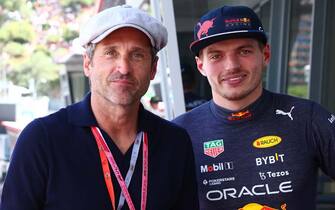 MONTE-CARLO, MONACO - MAY 28: Max Verstappen of the Netherlands and Oracle Red Bull Racing and Patrick Dempsey pose for a photo prior to qualifying ahead of the F1 Grand Prix of Monaco at Circuit de Monaco on May 28, 2022 in Monte-Carlo, Monaco. (Photo by Mark Thompson/Getty Images)