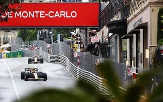 MONTE-CARLO, MONACO - MAY 29: Sergio Perez of Mexico driving the (11) Oracle Red Bull Racing RB18 leads Max Verstappen of the Netherlands driving the (1) Oracle Red Bull Racing RB18 during the F1 Grand Prix of Monaco at Circuit de Monaco on May 29, 2022 in Monte-Carlo, Monaco. (Photo by Clive Rose/Getty Images)