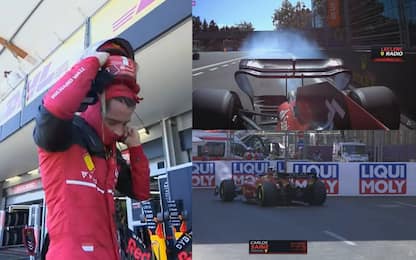 Ferrari disastrosa a Baku: fuori Leclerc e Sainz