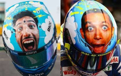 Ricciardo, il casco ispirato al grande Vale Rossi