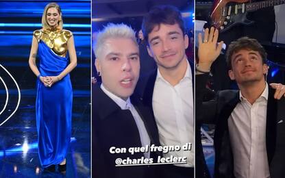 Leclerc 'canta' a Sanremo: siparietto con Fedez