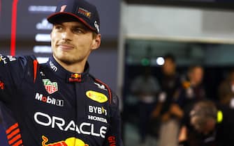 BAHRAIN INTERNATIONAL CIRCUIT, BAHRAIN - MARCH 04: Pole man Max Verstappen, Red Bull Racing, in Parc Ferme after Qualifying during the Bahrain GP at Bahrain International Circuit on Saturday March 04, 2023 in Sakhir, Bahrain. (Photo by Sam Bloxham / LAT Images)