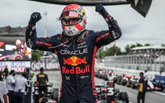 Max Verstappen (Netherlands) celebrates the victory, Oracle Red Bull Racing RB19  during race F1 Grand Prix of Spain at Circuit de Barcelona-Catalunya on June 4, 2023 in Barcelona, Spain. (Photo by Sergio Ruiz / pressinphoto / Sipa USA))
