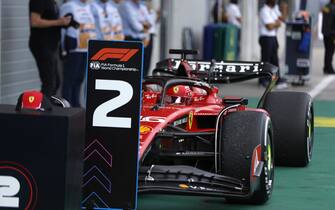 RED BULL RING, AUSTRIA - JULY 02: Charles Leclerc, Ferrari SF-23, 2nd position, arrives in Parc Ferme during the Austrian GP at Red Bull Ring on Sunday July 02, 2023 in Spielberg, Austria. (Photo by Steven Tee / LAT Images)