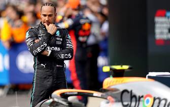 Mercedes' Lewis Hamilton after finishing third in the British Grand Prix 2023 at Silverstone, Towcester. Picture date: Sunday July 9, 2023.