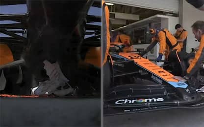 Sfortuna Piastri: foglio di carta sotto la McLaren