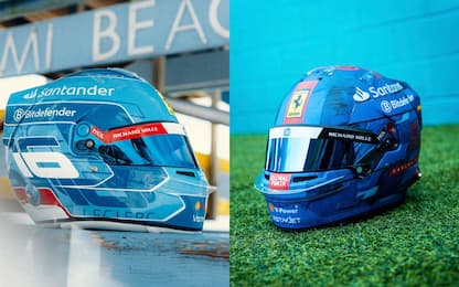 Leclerc e Sainz con l'azzurro: i caschi a Miami