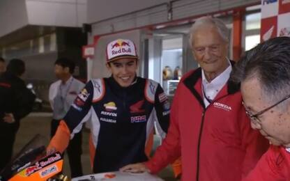 Marquez incontra la prima Honda da gara. VIDEO