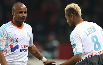 PARIS, FRANCE - OCTOBER 31: Andre Ayew of Olympique de Marseille replaced by his brother, Jordan Ayew during the french eight-finals League Cup match between Paris Saint Germain - PSG - and Olympique de Marseille - OM -  2-0 at the Parc des Princes Stadium on October 31, 2012 in Paris, France. (Photo by John Berry/Getty Images)