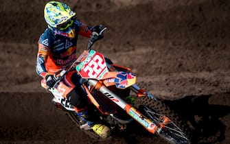 Italian Antonio Cairoli pictured in action during the motocross MXGP Dutch Grand Prix, third round of the FIM Motocross World Championship, Sunday 31 March 2019 in Valkenswaard, The Netherlands. BELGA PHOTO JASPER JACOBS        (Photo credit should read JASPER JACOBS/AFP via Getty Images)
