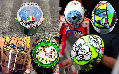 Fantasia al potere: tutti i caschi di Rossi. FOTO