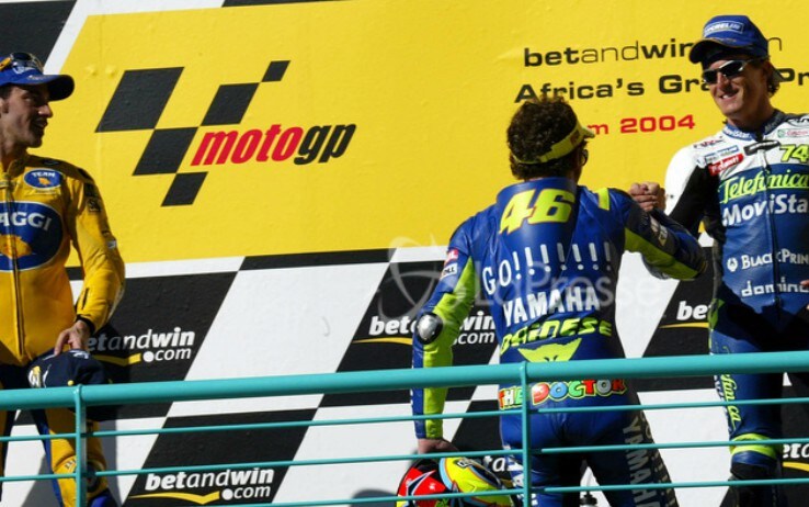 Sudafrica 2004, il podio: Biaggi-Rossi-Gibernau