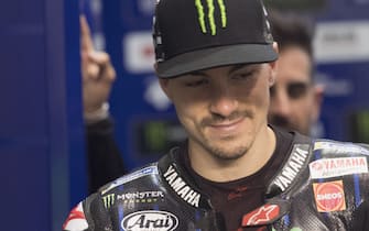 DOHA, QATAR - FEBRUARY 23:   Maverick Vinales of Spain and Monster Energy Yamaha MotoGP Team     smiles in box during the MotoGP Tests at Losail Circuit on February 23, 2020 in Doha, Qatar. (Photo by Mirco Lazzari gp/Getty Images)
