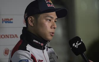 DOHA, QATAR - FEBRUARY 23: Takaaki Nakagami of Japan and LCR Honda Idemitsu 
 speaks with journalists during the MotoGP Tests at Losail Circuit on February 23, 2020 in Doha, Qatar. (Photo by Mirco Lazzari gp/Getty Images)