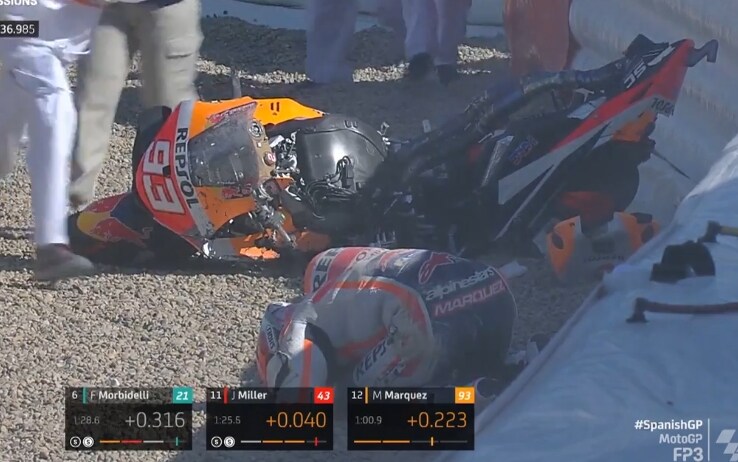 Márquez, nuevo accidente en Jerusalén en el GP de España: La marcha es buena.  Video del accidente