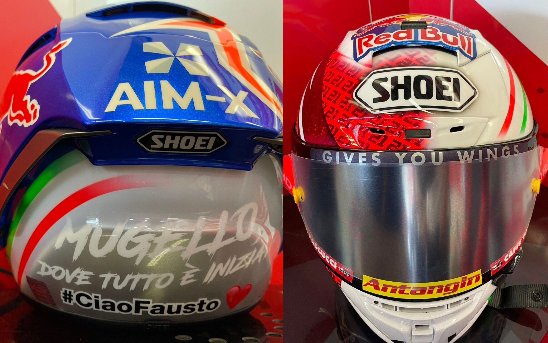 Moto2, GP Mugello. Fabio Di Giannantonio, casco dedicato a Fausto Gresini.  FOTO | Sky Sport