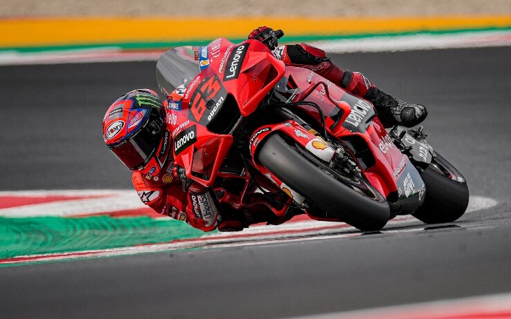 Pecco Bagnaia impegnato nei test di Misano