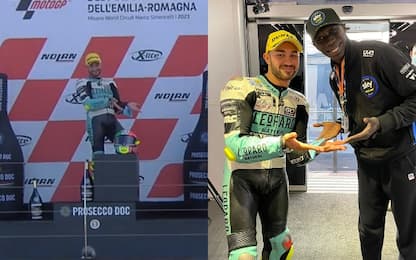 Foggia vince a Misano e sul podio imita Khaby