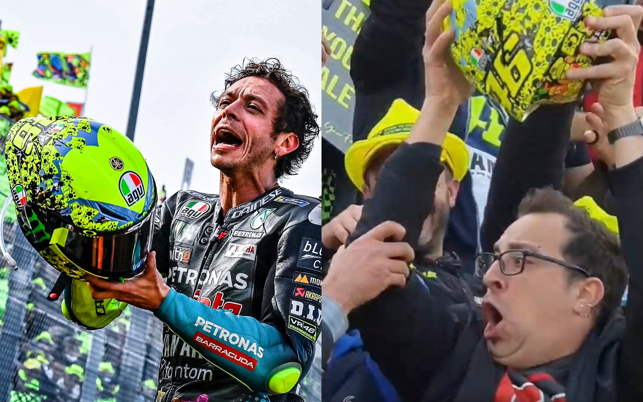 Valentino Rossi, ecco chi è il tifoso che ha preso l'ultimo casco del  'Dottore' a Misano. FOTO | Sky Sport