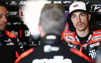 SACHSENRING, GERMANY - JUNE 18: Maverick Vinales, Aprilia Racing Team during the German GP at Sachsenring on Saturday June 18, 2022 in Hohenstein Ernstthal, Germany. (Photo by Gold and Goose / LAT Images)