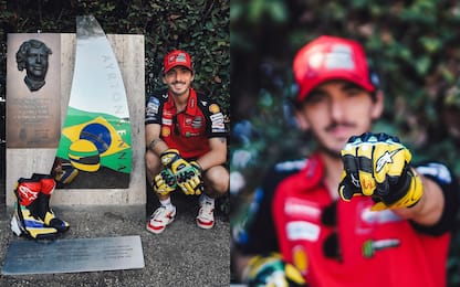 Bagnaia omaggia Senna: guanti e stivali "verdeoro"