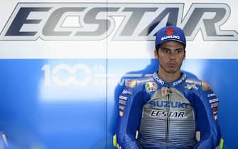 JEREZ DE LA FRONTERA, SPAIN - JULY 24: Joan Mir of Spain and Team Suzuki ECSTAR looks on in box during the MotoGP of Andalucia - Free Practice at Circuito de Jerez on July 24, 2020 in Jerez de la Frontera, Spain. (Photo by Mirco Lazzari gp/Getty Images)