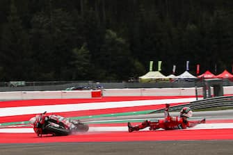 RED BULL RING, AUSTRIA - AUGUST 20: Francesco Bagnaia, Ducati Team crash during the Austrian GP at Red Bull Ring on Saturday August 20, 2022 in Spielberg, Austria. (Photo by Gold and Goose / LAT Images)