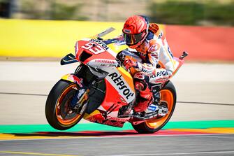 MOTORLAND ARAGON, SPAIN - SEPTEMBER 17: Marc Marquez, Repsol Honda Team during the Aragon GP at Motorland Aragon on Saturday September 17, 2022 in Alcaniz, Spain. (Photo by Gold and Goose / LAT Images)