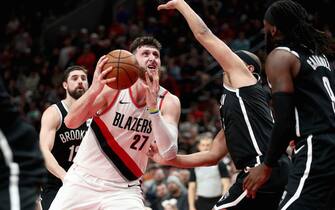 during their game at Moda Center on March 25, 2019 in Portland, Oregon. NOTE TO USER: User expressly acknowledges and agrees that, by downloading and or using this photograph, User is consenting to the terms and conditions of the Getty Images License Agreement. 
