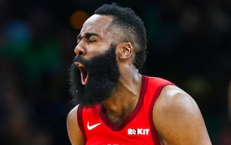 BOSTON, MA - MARCH 03:  James Harden #13 of the Houston Rockets reacts in the fort quarter of a game against the Boston Celtics at TD Garden on March 3, 2019 in Boston, Massachusetts. NOTE TO USER: User expressly acknowledges and agrees that, by downloading and or using this photograph, User is consenting to the terms and conditions of the Getty Images License Agreement. (Photo by Adam Glanzman/Getty Images)