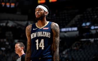 SAN ANTONIO, TX - OCTOBER 13: Brandon Ingram #14 of the New Orleans Pelicans looks on against the San Antonio Spurs during a pre-season game on October 13, 2019 at the AT&T Center in San Antonio, Texas. NOTE TO USER: User expressly acknowledges and agrees that, by downloading and or using this photograph, user is consenting to the terms and conditions of the Getty Images License Agreement. Mandatory Copyright Notice: Copyright 2019 NBAE (Photos by Logan Riely/NBAE via Getty Images)