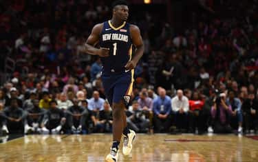CHICAGO, ILLINOIS - OCTOBER 09:  Zion Williamson #1 of the New Orleans Pelicans walks backcourt during a preseason game against the Chicago Bulls at the United Center on October 09, 2019 in Chicago, Illinois. NOTE TO USER: User expressly acknowledges and agrees that, by downloading and or using this photograph, User is consenting to the terms and conditions of the Getty Images License Agreement. (Photo by Stacy Revere/Getty Images)