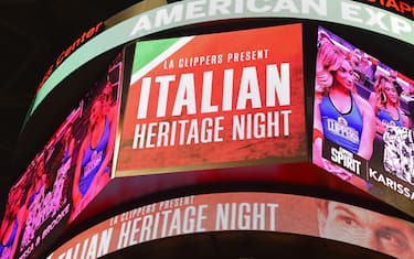 LOS ANGELES, CA - JANUARY 22: A shot of the scoreboard honoring Italian Heritage Night during the Minnesota Timberwolves game against the LA Clippers on January 22, 2018 at STAPLES Center in Los Angeles, California. NOTE TO USER: User expressly acknowledges and agrees that, by downloading and/or using this Photograph, user is consenting to the terms and conditions of the Getty Images License Agreement. Mandatory Copyright Notice: Copyright 2018 NBAE (Photo by Andrew D. Bernstein/NBAE via Getty Images)