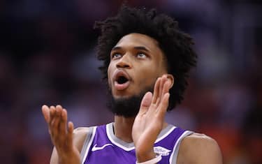 PHOENIX, ARIZONA - OCTOBER 23: Marvin Bagley III #35 of the Sacramento Kings reacts during the first half of the NBA game against the Phoenix Suns at Talking Stick Resort Arena on October 23, 2019 in Phoenix, Arizona. NOTE TO USER: User expressly acknowledges and agrees that, by downloading and/or using this photograph, user is consenting to the terms and conditions of the Getty Images License Agreement (Photo by Christian Petersen/Getty Images)