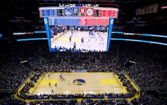 SAN FRANCISCO, CALIFORNIA - OCTOBER 24:   A general view of the Golden State Warriors playing their first regular season game against the LA Clippers at Chase Center on October 24, 2019 in San Francisco, California.  NOTE TO USER: User expressly acknowledges and agrees that, by downloading and or using this photograph, User is consenting to the terms and conditions of the Getty Images License Agreement. (Photo by Ezra Shaw/Getty Images)