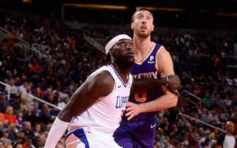 PHOENIX, AZ - OCTOBER 26: Montrezl Harrell #5 of the LA Clippers looks to rebound against the Phoenix Suns on October 26, 2019 at Talking Stick Resort Arena in Phoenix, Arizona. NOTE TO USER: User expressly acknowledges and agrees that, by downloading and or using this photograph, user is consenting to the terms and conditions of the Getty Images License Agreement. Mandatory Copyright Notice: Copyright 2019 NBAE (Photo by Barry Gossage/NBAE via Getty Images)