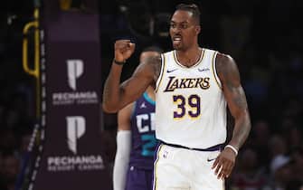 LOS ANGELES, CALIFORNIA - OCTOBER 27:  Dwight Howard #39 of the Los Angeles Lakers reacts after being fouled during the second half of a game against the Charlotte Hornets  at Staples Center on October 27, 2019 in Los Angeles, California. (Photo by Sean M. Haffey/Getty Images)