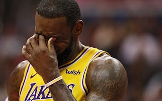 WASHINGTON, DC - DECEMBER 16: LeBron James #23 of the Los Angeles Lakers reacts against the Washington Wizards during the second half at Capital One Arena on December 16, 2018 in Washington, DC. NOTE TO USER: User expressly acknowledges and agrees that, by downloading and or using this photograph, User is consenting to the terms and conditions of the Getty Images License Agreement. (Photo by Patrick Smith/Getty Images)