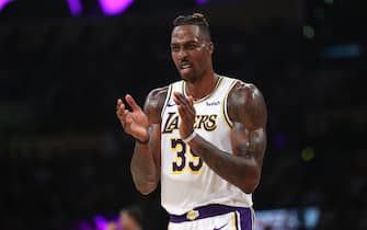 1183875462 LOS ANGELES, CALIFORNIA - OCTOBER 27: Dwight Howard #39 of the Los Angeles Lakers reacts after being fouled during the second half of a game against the Charlotte Hornets at Staples Center on October 27, 2019 in Los Angeles, California. (Photo by Sean M. Haffey/Getty Images)